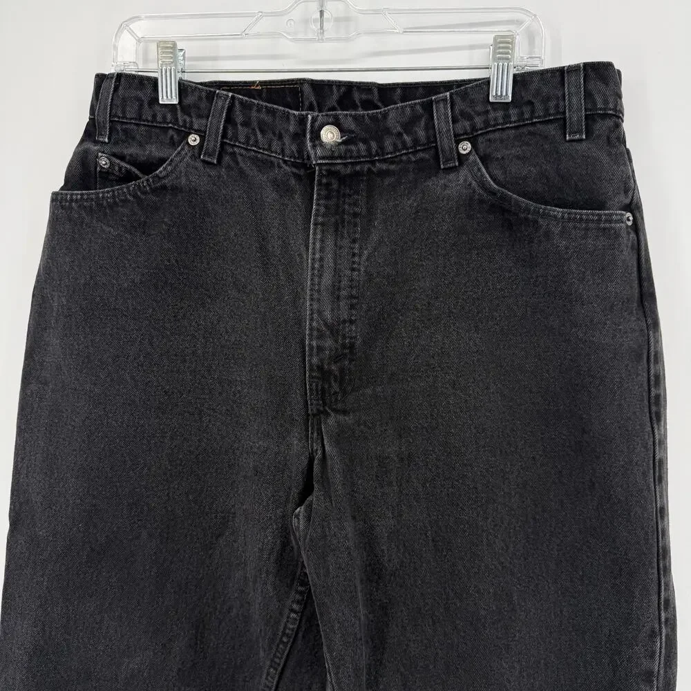 Vintage 90s Mens Levi's 560 Loose Fit Tapered Leg Black Orange Tab Jeans (34x30)